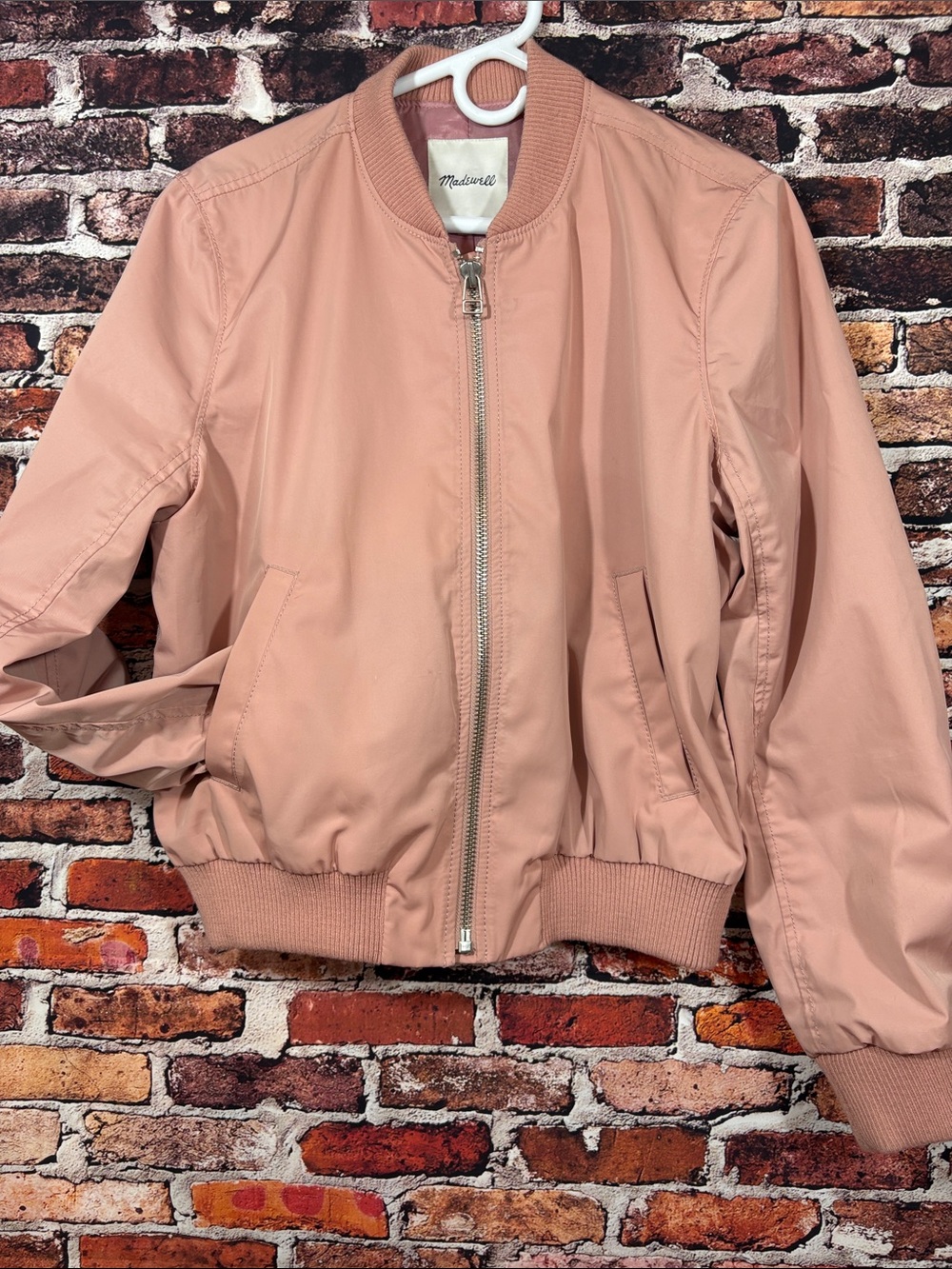 Madewell Dusty Rose Bomber Jacket Pockets Unique Side Zippers Large